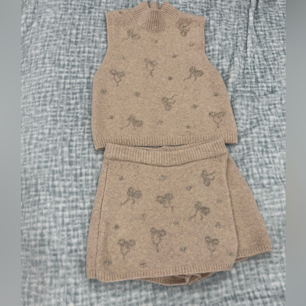 Zara Beige Knit Top and Skort Set